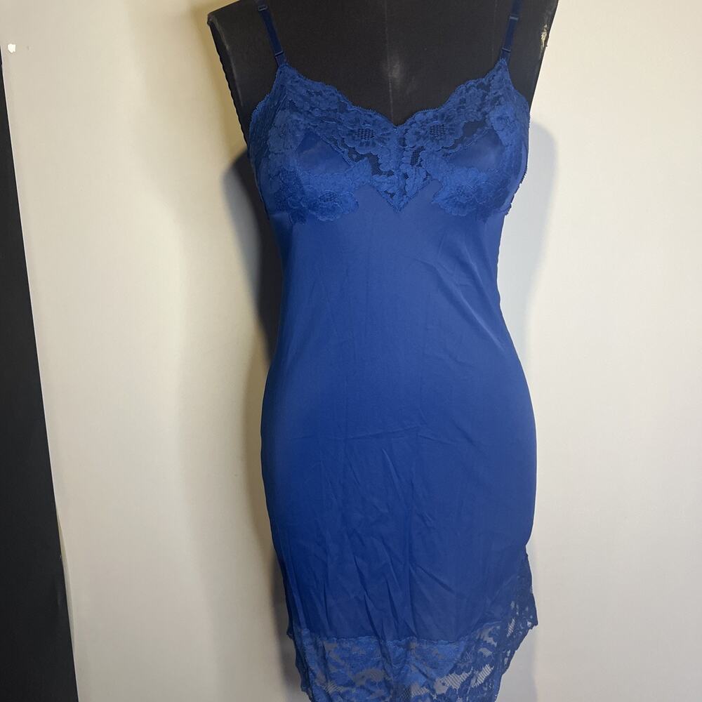 Full Slip Navy Knee Length Small Nylon Lace Trim
